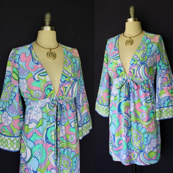 Lilly Pulitzer TROPEZ Tunic Dress kimono caftan Conch Republic engineered S - Picture 1 of 10
